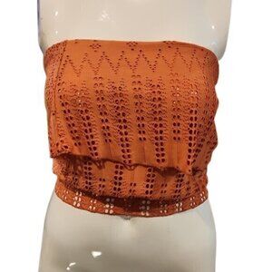 [EyeShadow] Orange Lace Tube Top - Size S
